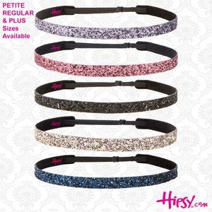 Hipsy 5-pack Navy/Rose Gold/Black/Pink/Gunmetal No Slip Bling Glitter Headbands